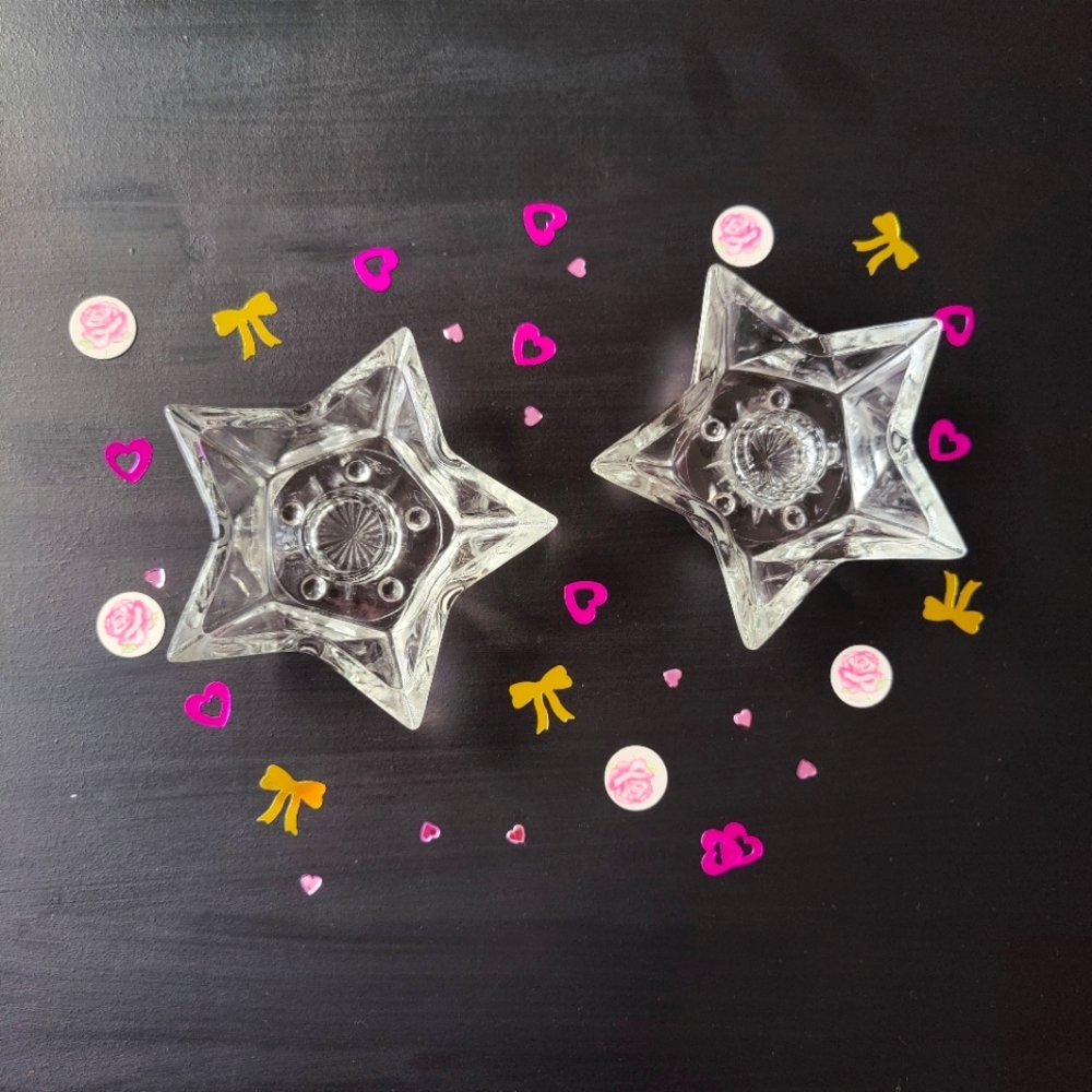 Pair of Star Shaped Candlestick Holders